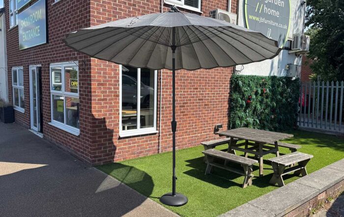 4 Seasons Outdoor Shanghai 3m Round Centre Pole Parasol and 15kg Base - Charcoal