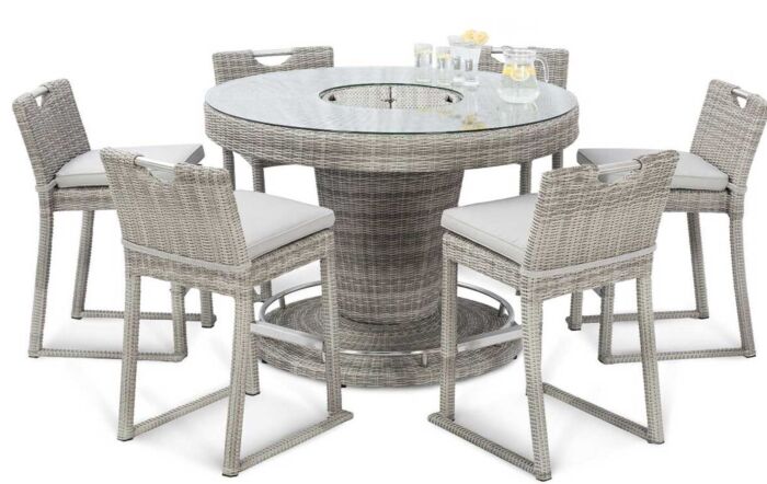 Maze Oxford 6 Seat Round Rattan Bar Set with Ice Bucket