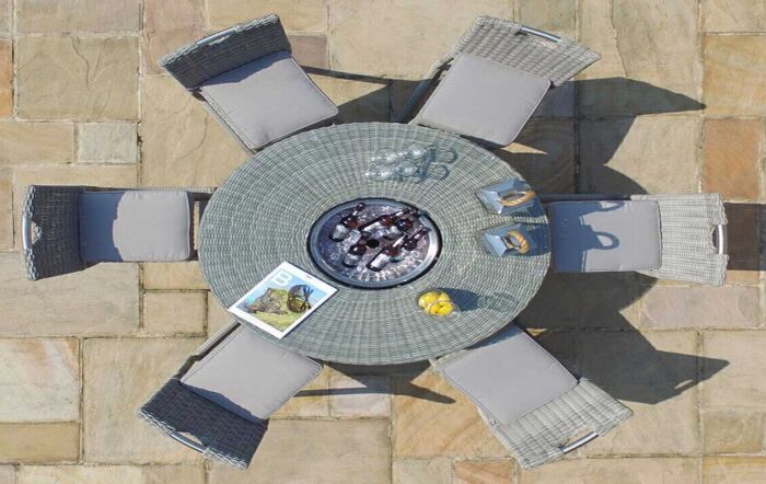 Maze Oxford 6 Seat Round Rattan Bar Set with Ice Bucket