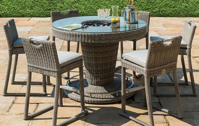 Maze Oxford 6 Seat Round Rattan Bar Set with Ice Bucket Maze Oxford 6 Seat Round Rattan Bar Set with Ice Bucket