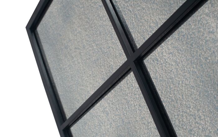 Pacific Lifestyle Matt Black Metal 6 Pane Mirror With Foxed Glass Pacific Lifestyle Matt Black Metal 6 Pane Mirror With Foxed Glass