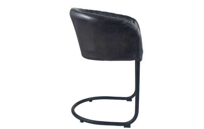 Pacific Lifestyle Giulio Steel Grey Leather & Iron Curved Back Chair