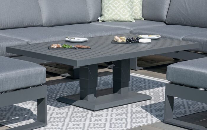 Maze Amalfi Corner Dining Set with Rising Table - Grey Maze Amalfi Corner Dining Set with Rising Table - Grey