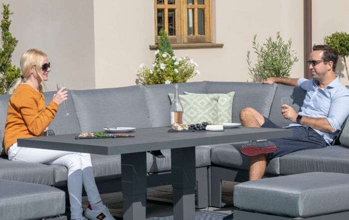 Maze Amalfi Corner Dining Set with Rising Table - Grey Maze Amalfi Corner Dining Set with Rising Table - Grey