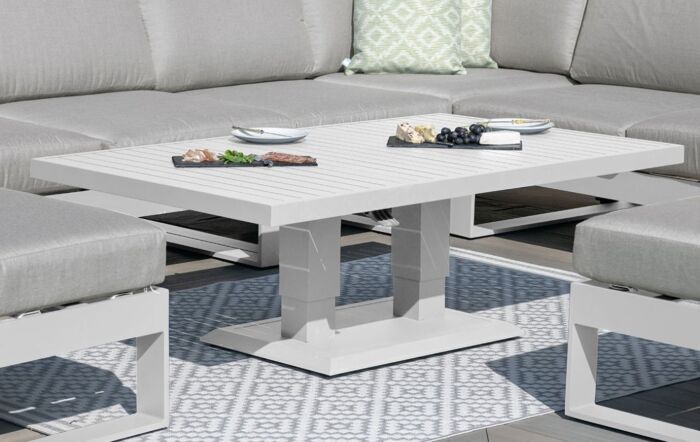Maze Amalfi Corner Dining Set With Adjustable Table - White Maze Amalfi Corner Dining Set With Adjustable Table - White