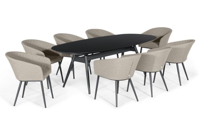 Maze Ambition 8 Seat Oval Dining Set - Oatmeal Maze Ambition 8 Seat Oval Dining Set - Oatmeal
