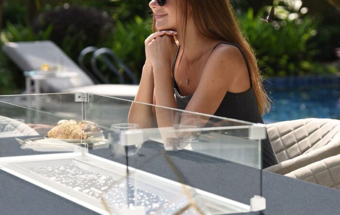 Maze Ambition 8 Seat Rectangular Fire Pit Dining Set Maze Ambition 8 Seat Rectangular Fire Pit Dining Set