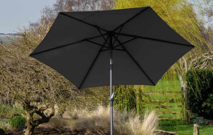 Pacific Lifestyle Riva 3m Anthracite Parasol With Ceramica Grey 40kg Wheeled Base