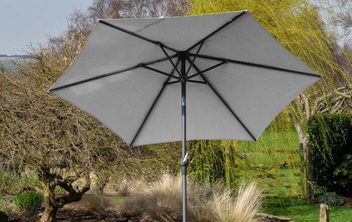 Pacific Lifestyle Riva 2.5mt Luna Grey Parasol & 40kg Black Wheeled Base