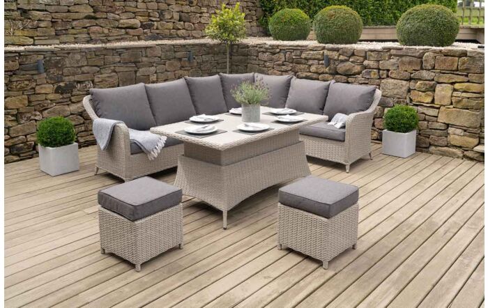 Pacific Lifestyle Stone Grey Antigua Corner Set with Ceramic Top