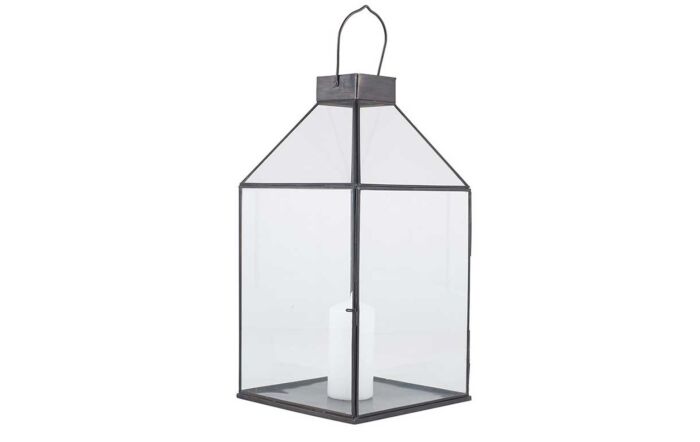 Pacific Lifestyle Antique Brass Metal & Glass Square Lantern Pacific Lifestyle Antique Brass Metal & Glass Square Lantern