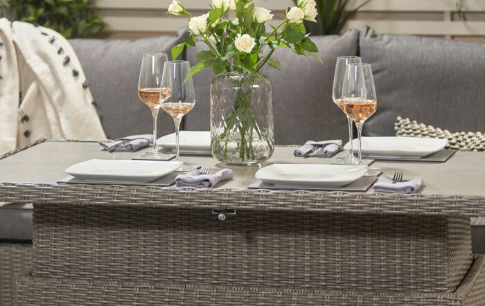 Pacific Lifestyle Barbados Corner Set Long Right with Ceramic Top - Slate Grey