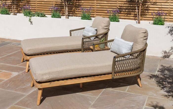 Maze Bali Double Sunlounger Set With Side Table Maze Bali Double Sunlounger Set With Side Table