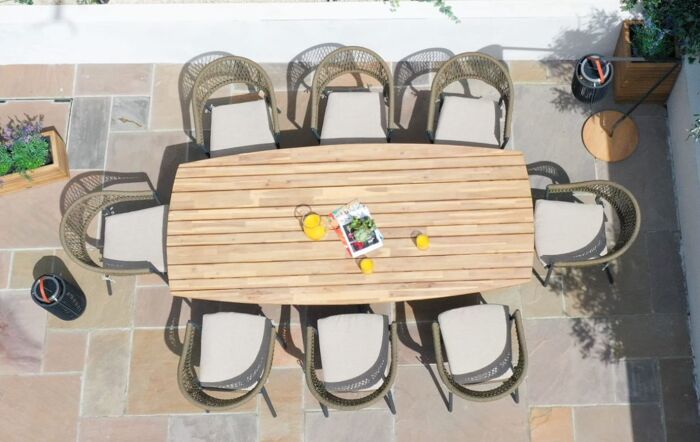 Maze Bali Rope 8 Seat Oval Dining Set With Oatmeal Cushions Maze Bali Rope 8 Seat Oval Dining Set With Oatmeal Cushions