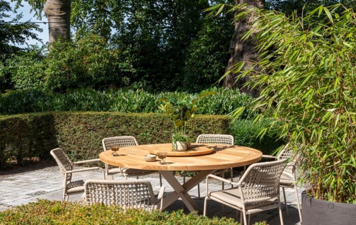 4 Seasons Outdoor Barista 6 Seat Dining Set With Lazy Susan