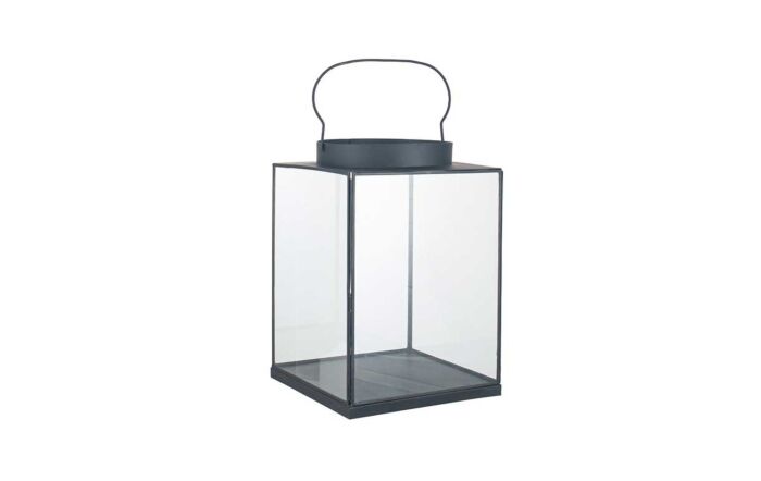 Pacific Lifestyle Matt Black Metal and Glass Small Square Lantern Pacific Lifestyle Matt Black Metal and Glass Small Square Lantern