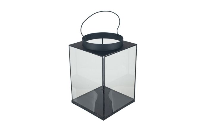 Pacific Lifestyle Matt Black Metal and Glass Large Square Lantern Pacific Lifestyle Matt Black Metal and Glass Large Square Lantern