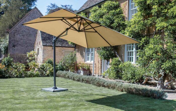 Bramblecrest Chichester 3M Square Crank Handle Parasol Including Granite Base And Cover