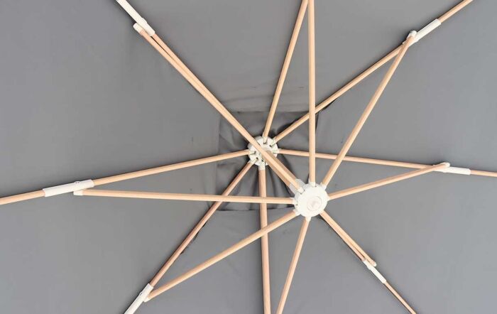 Bramblecrest Lichfield 2.7m Square Wood Effect Cantilever Parasol with Granite Base & Protective Cover - Grey