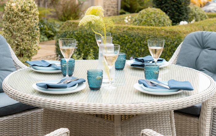 Bramblecrest Monterey 4 Seater Round Dining Set with Parasol - Grey Bramblecrest Monterey 4 Seater Round Dining Set with Parasol - Grey