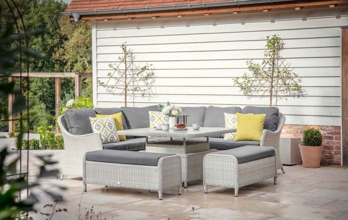 Bramblecrest Monterey Grey Corner Sofa Set with Adjustable Ceramic Table Bramblecrest Monterey Grey Corner Sofa Set with Adjustable Ceramic Table