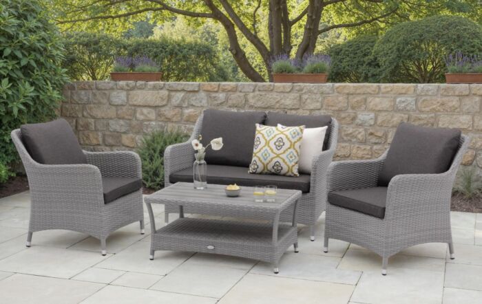 Bramblecrest Tetbury Rattan 2 Seat Sofa Set with Tree-Free Coffee Table - Graphite