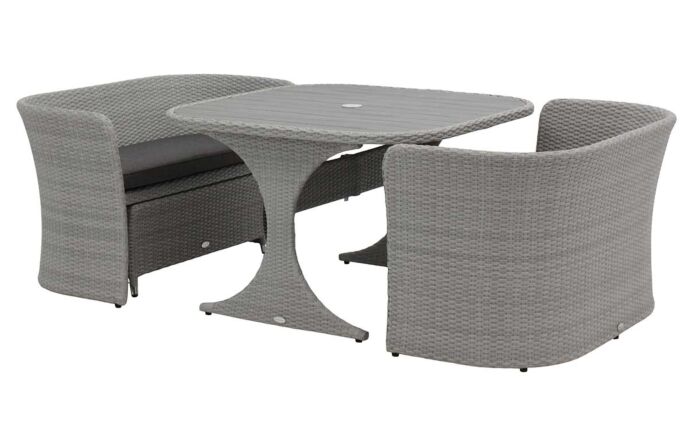 Bramblecrest Tetbury 8 Seat Balcony Set with Tree-Free Top, Parasol and Base - Graphite