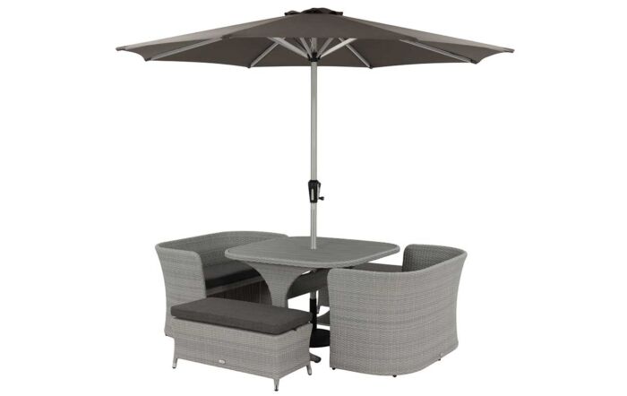 Bramblecrest Tetbury 8 Seat Balcony Set with Tree-Free Top, Parasol and Base - Graphite