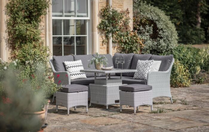 Bramblecrest Tetbury Mini Outdoor Corner Sofa Set with Adjustable Table - Graphite
