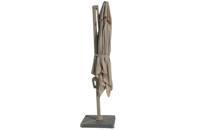 Bramblecrest Truro 3m Square LED Cantilever Parasol with Granite Base and FREE Cover - Mocha