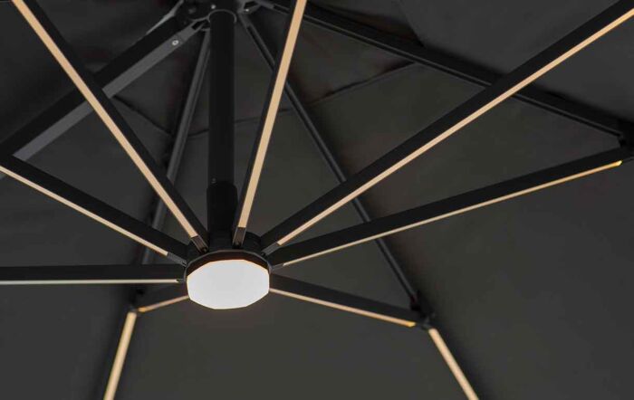 Bramblecrest Truro 3M Square LED Grey Parasol inc Granite Base -  FREE cover Bramblecrest Truro 3M Square LED Grey Parasol inc Granite Base -  FREE cover