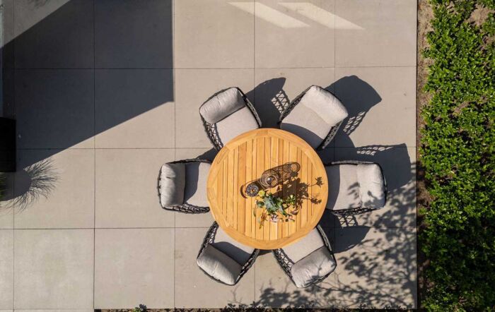 4 Seasons Outdoor Calpi 6 Seat Dining Set with Low Prado Table