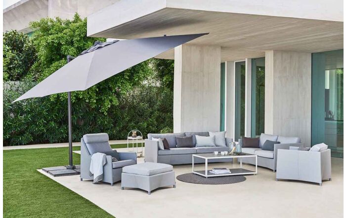 Cane-Line Hyde Luxe Hanging Parasol 3m x 4m - Light Grey