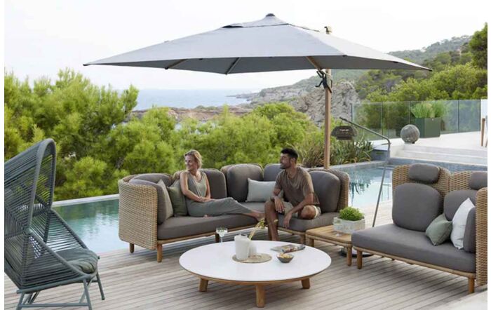 Cane-Line Hyde Luxe Hanging Parasol 3m x 4m - Taupe