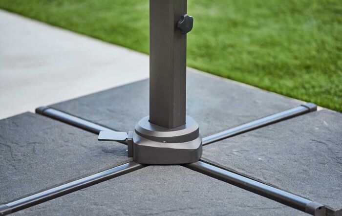 Cane-Line Side Arm Hyde Luxe Tilt Parasol 3m x 3m Anthracite Square With Concrete Base  Cane-Line Side Arm Hyde Luxe Tilt Parasol 3m x 3m Anthracite Square With Concrete Base