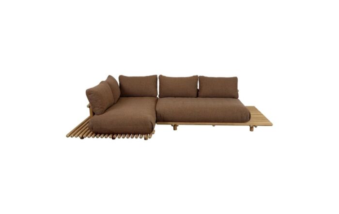 Cane-Line Sticks Platform Teak Corner Sofa - Umber Brown