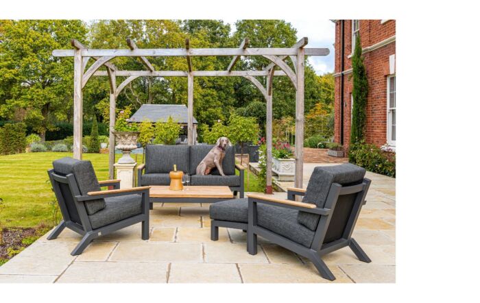 4 Seasons Capitol Lounge Set With Footstool & 90cm Coffee Table-Grey