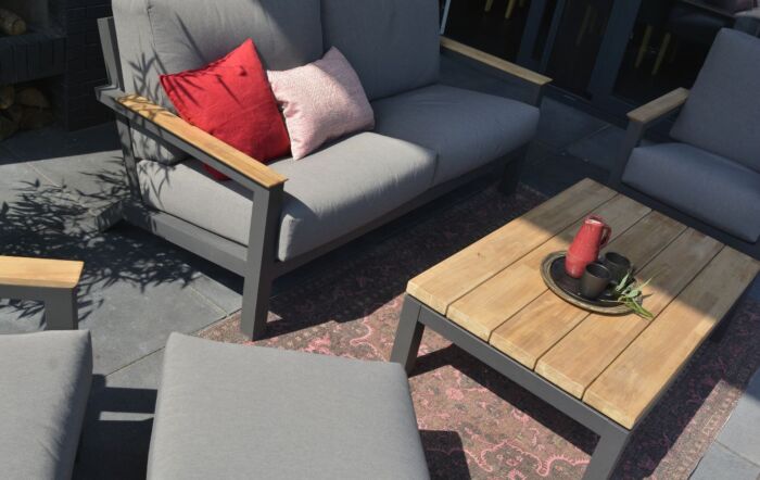 4 Seasons Capitol Lounge Set With Footstool & 90cm Coffee Table-Grey