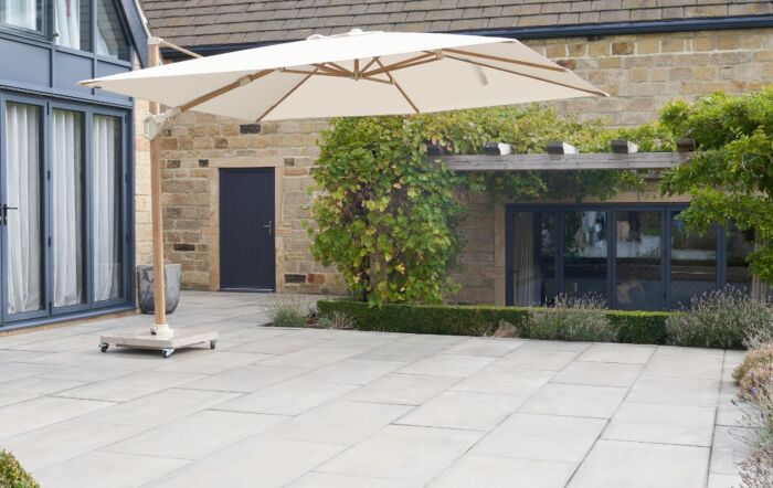 Pacific Lifestyle Challenger Premium T2 2.6 X 3.5m Champagne/Teak & Venezia 90kg Base With 30kg Add On Base 