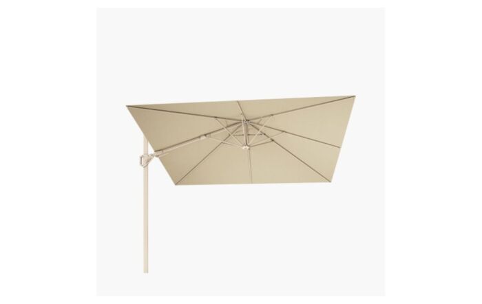 Pacific Lifestyle Challenger T2 3m Square Sandstone/Champagne Free Arm Parasol With 90kg Wheeled Base
