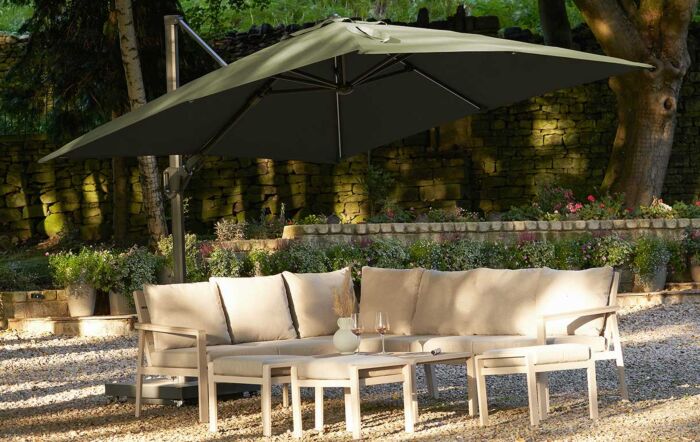 Pacific Lifestyle Glow Challenger T2 Square 3m Premium Lush Green Free Arm Parasol