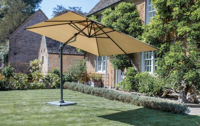 Bramblecrest Chichester 3M Square Crank Handle Parasol with Granite Base and FREE Cover - Sand Bramblecrest Chichester 3M Square Crank Handle Parasol with Granite Base and FREE Cover - Sand
