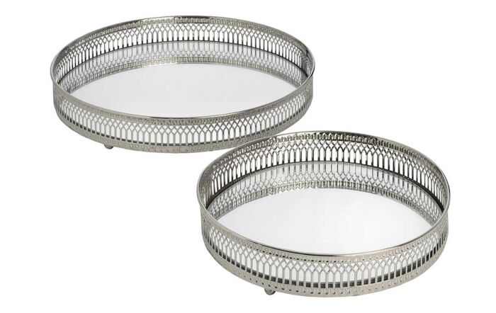 Hill Interiors Set Of Two Circular Nickel Trays Hill Interiors Set Of Two Circular Nickel Trays