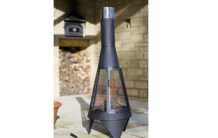 La Hacienda Colorado Steel Chimenea with Mesh Doors-Medium La Hacienda Colorado Steel Chimenea with Mesh Doors-Medium