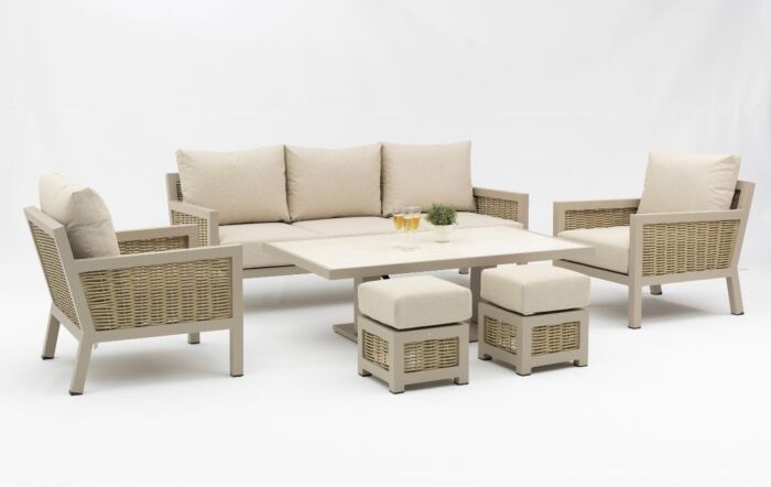 JB Furniture Exclusive Conrad Three Seat Adjustable Garden Sofa Set - Latte
