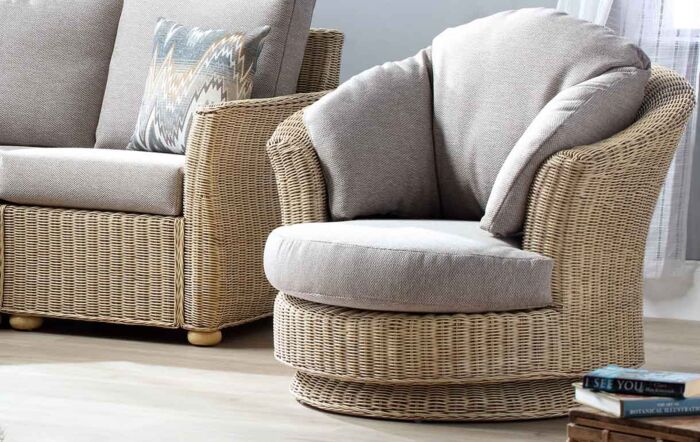 Desser Corsica Cane Rattan Wicker Swivel Chair