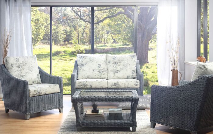 Desser Dijon Grey Wash Cane Armchair