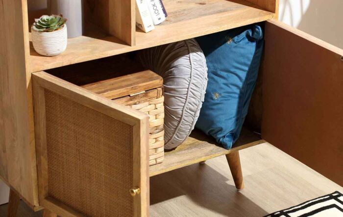 Desser Manhattan Large Standing Bookshelf Cabinet With 2 Door Storage Unit In Natural