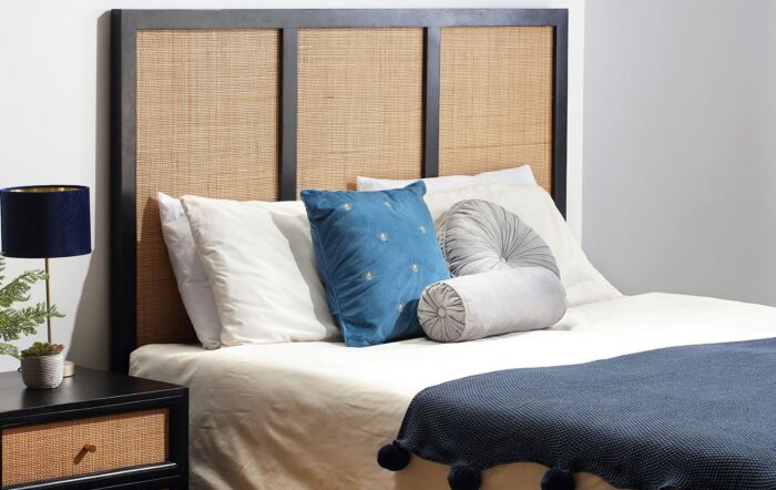Desser Venice Rattan & Wood Headboard For Double Beds In Black