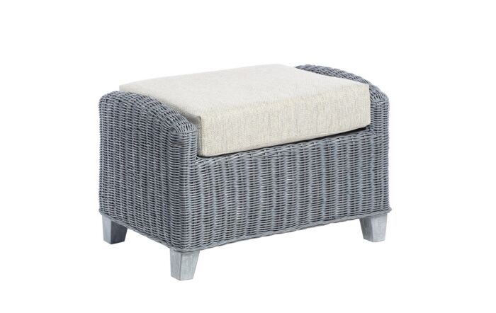 Desser Dijon Cane Rattan Footstool - Grey